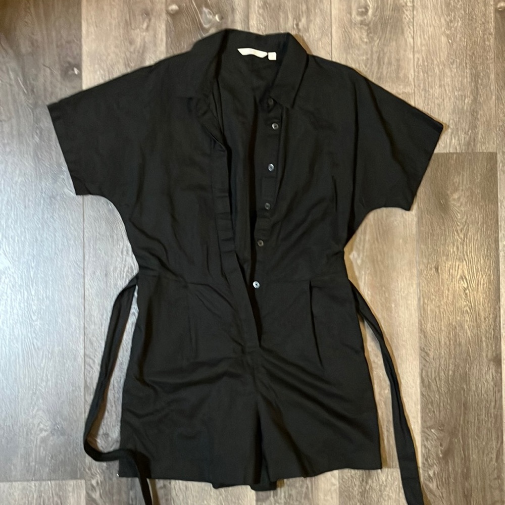 Black Linen Blend Romper